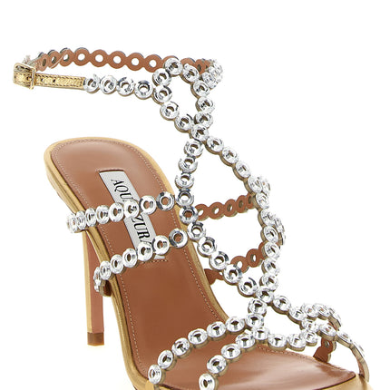 Aquazzura Gold Lamb Leather Stiletto Heel Sandals