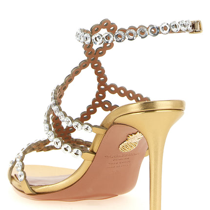 Aquazzura Gold Lamb Leather Stiletto Heel Sandals