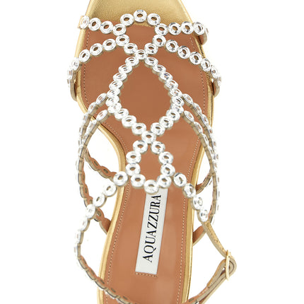 Aquazzura Gold Lamb Leather Stiletto Heel Sandals