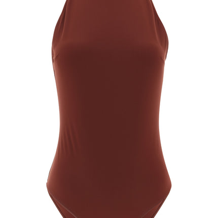 Brunello Cucinelli Bordeaux Polyamide One-Piece Swimsuit
