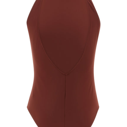 Brunello Cucinelli Bordeaux Polyamide One-Piece Swimsuit