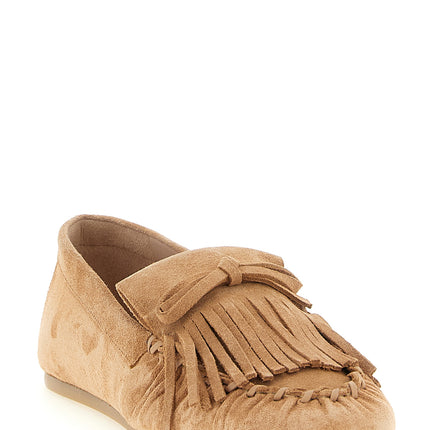 Stuart Weitzman Brown Calfskin Slip-On Loafers