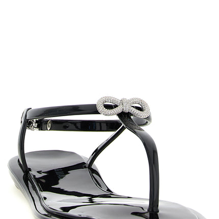 MACH & MACH Black Pvc Flat Sandals