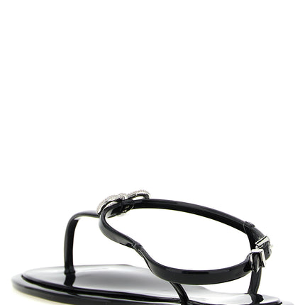 MACH & MACH Black Pvc Flat Sandals