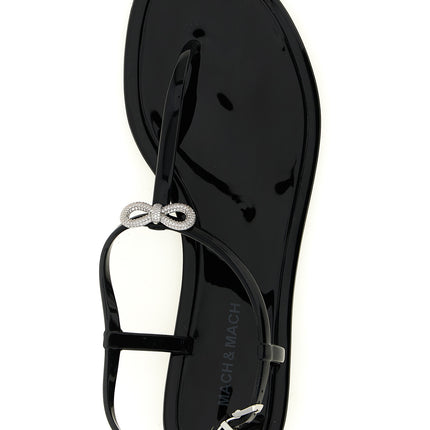 MACH & MACH Black Pvc Flat Sandals