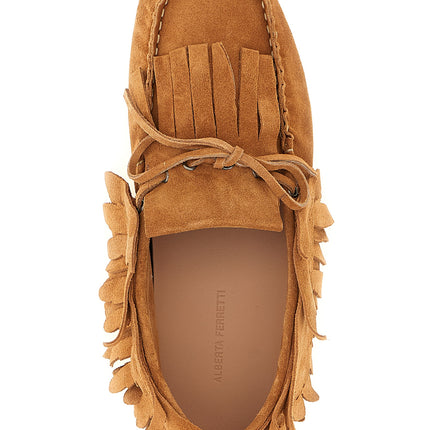 Alberta Ferretti Brown Calfskin Slip-On Loafers