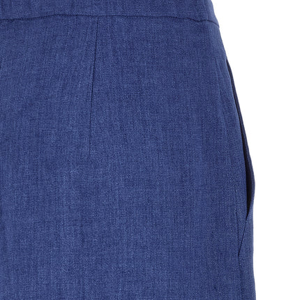 Max Mara Blue Linen Casual Pants