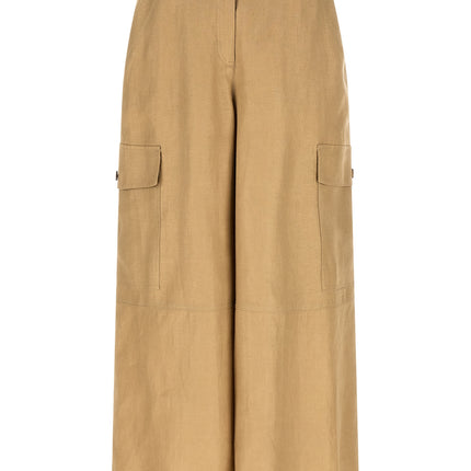 Max Mara Beige Linen Cargo Pants