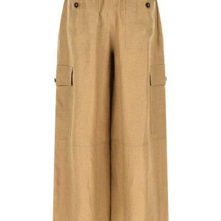 Max Mara Beige Linen Cargo Pants