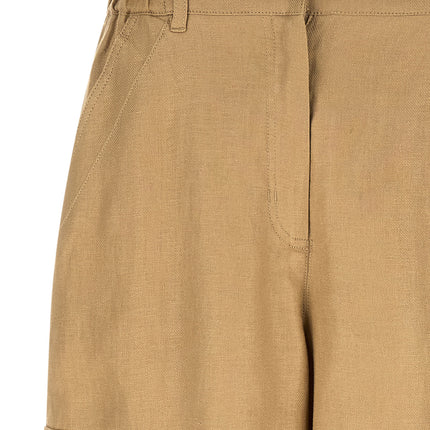 Max Mara Beige Linen Cargo Pants