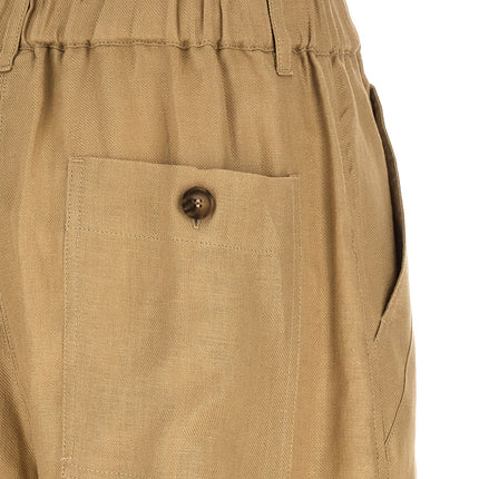 Max Mara Beige Linen Cargo Pants