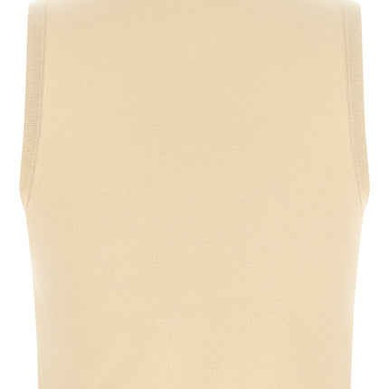 Max Mara Beige Viscose Sleeveles T-Shirt