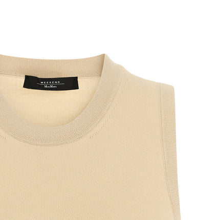 Max Mara Beige Viscose Sleeveles T-Shirt
