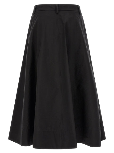 Brunello Cucinelli Black Cotton Midi Skirt