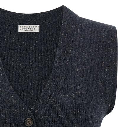 Brunello Cucinelli Blue Cashmere Sleeveless Jacket