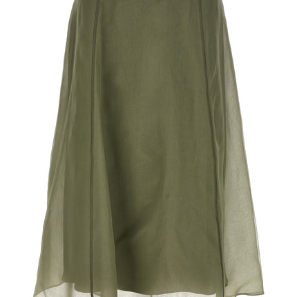 Brunello Cucinelli Bicolor Silk Midi Skirt