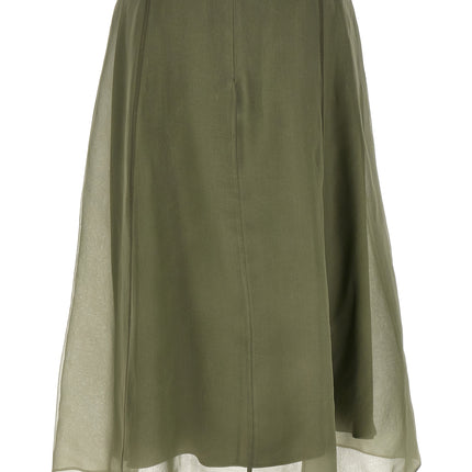 Brunello Cucinelli Bicolor Silk Midi Skirt