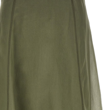 Brunello Cucinelli Bicolor Silk Midi Skirt