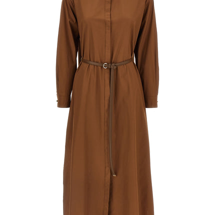 Max Mara Brown Cotton Long Dress
