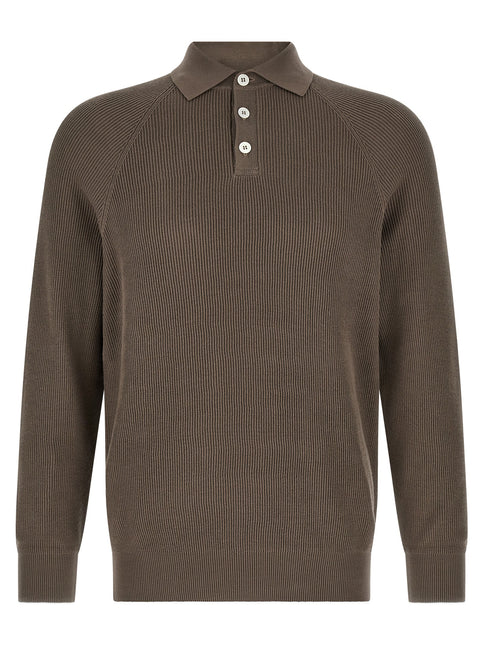 Brunello Cucinelli Brown Cotton Polo Shirt