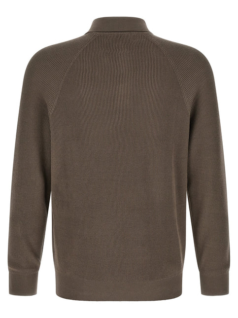 Brunello Cucinelli Brown Cotton Polo Shirt