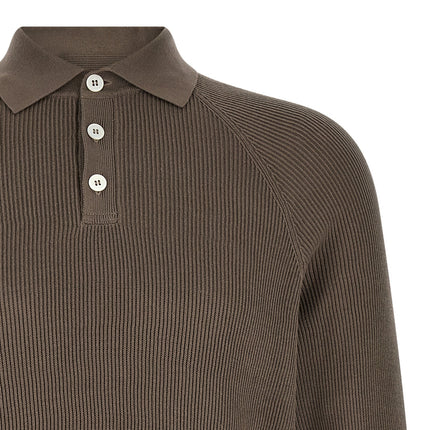 Brunello Cucinelli Brown Cotton Polo Shirt