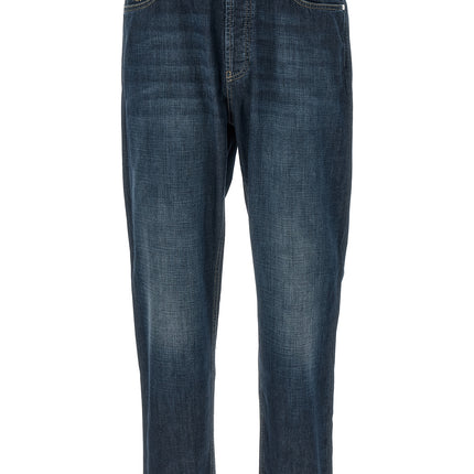 Brunello Cucinelli Blue Cotton Straight-Leg Jeans