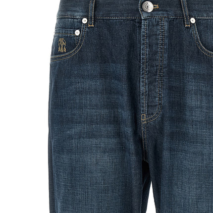 Brunello Cucinelli Blue Cotton Straight-Leg Jeans
