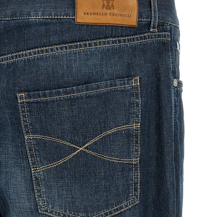 Brunello Cucinelli Blue Cotton Straight-Leg Jeans