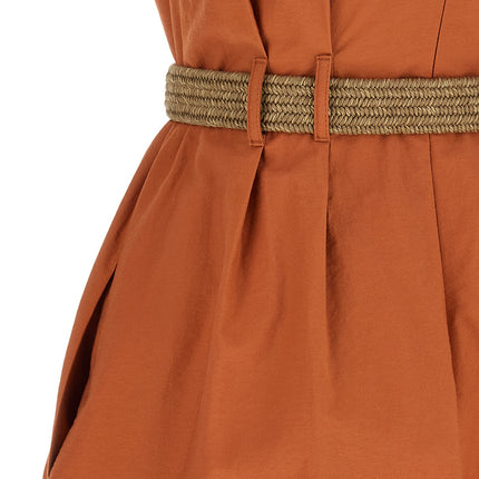 Brunello Cucinelli Orange Cotton Short Dress