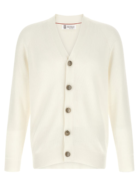 Brunello Cucinelli White Cotton Cardigan