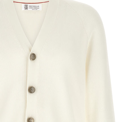 Brunello Cucinelli White Cotton Cardigan