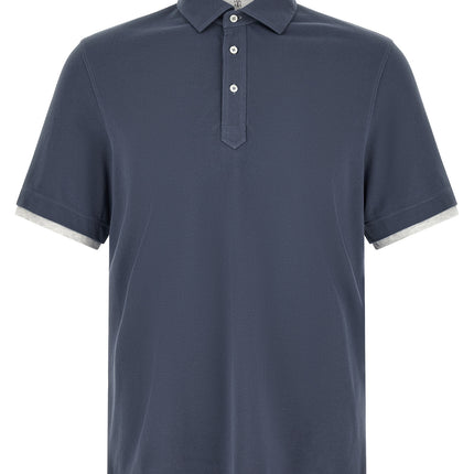 Brunello Cucinelli Blue Cotton Polo Shirt