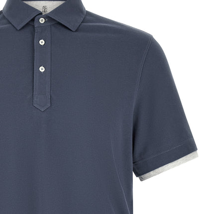 Brunello Cucinelli Blue Cotton Polo Shirt