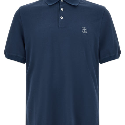Brunello Cucinelli Blue Cotton Polo Shirt