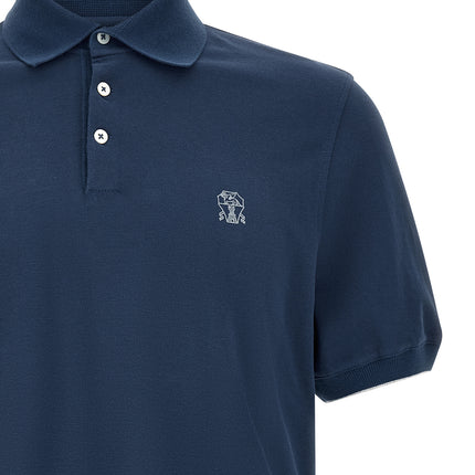 Brunello Cucinelli Blue Cotton Polo Shirt