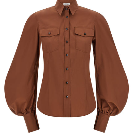 Brunello Cucinelli Brown Cotton Blouse