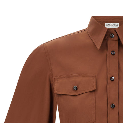 Brunello Cucinelli Brown Cotton Blouse