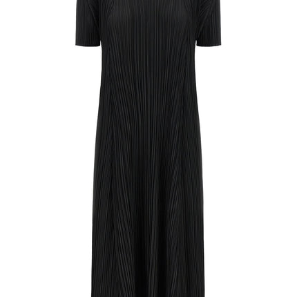 PLEATS PLEASE ISSEY MIYAKE Black Polyester Midi Dress