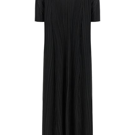 PLEATS PLEASE ISSEY MIYAKE Black Polyester Midi Dress