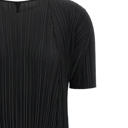 PLEATS PLEASE ISSEY MIYAKE Black Polyester Midi Dress