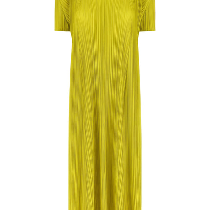 PLEATS PLEASE ISSEY MIYAKE Bicolor Polyester Midi Dress