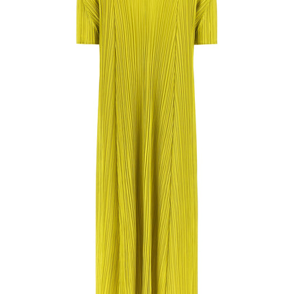 PLEATS PLEASE ISSEY MIYAKE Bicolor Polyester Midi Dress