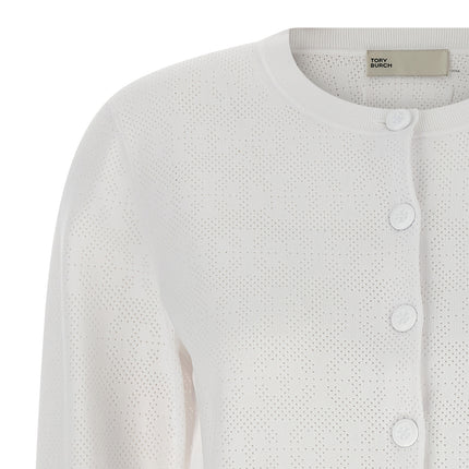Tory Burch White Viscose Cardigan
