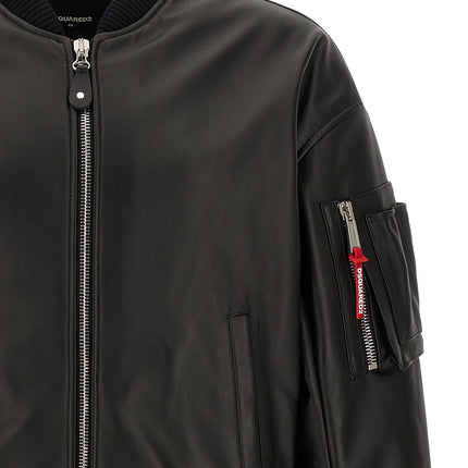 Dsquared² Black Leather Leather Jacket