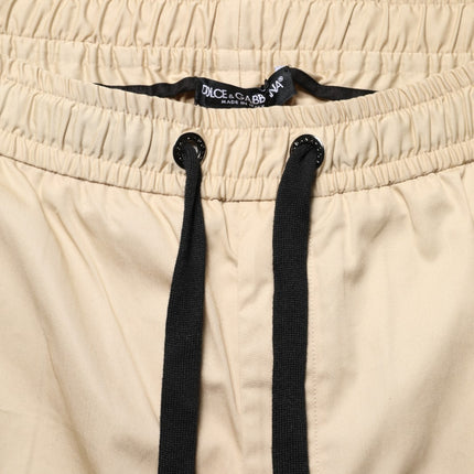 Dolce & Gabbana Beige Cotton Skinny Men Jogger Trouser Pants
