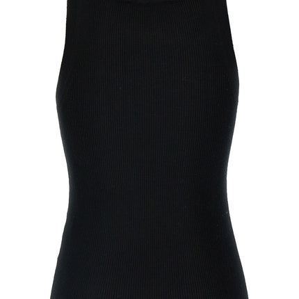 Max Mara Black Virgin Wool Sleeveles T-Shirt