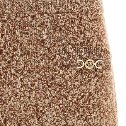 Versace Multicolor Virgin Wool Long Skirt