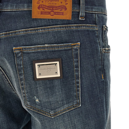 Dolce & Gabbana Blue Cotton Straight-Leg Jeans