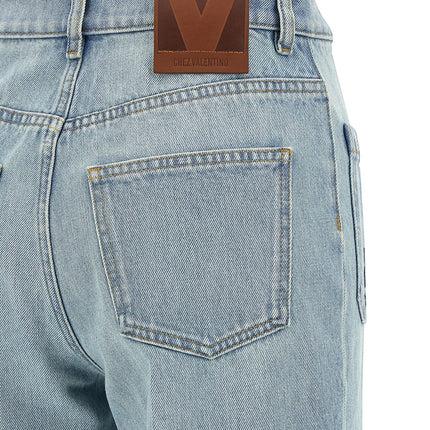 Valentino Garavani Blue Cotton High-Waisted Jean